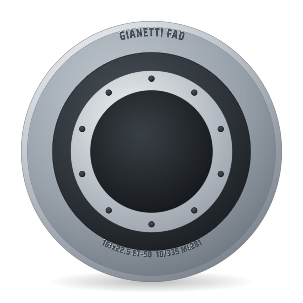 Gianetti FAD Stahlfelge 16.00x22.5 Zoll 10/335/281 ET-50 31612673 A3 BZ ALV Silber RAL9006