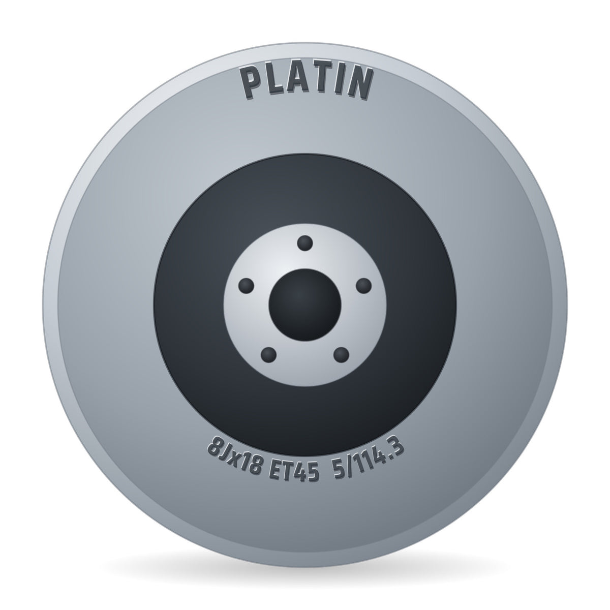Platin P124 Nr: Black Glossy Lz/lk: NB:72 6 Felge 8x18 Zoll ET45 LK 5x114.3