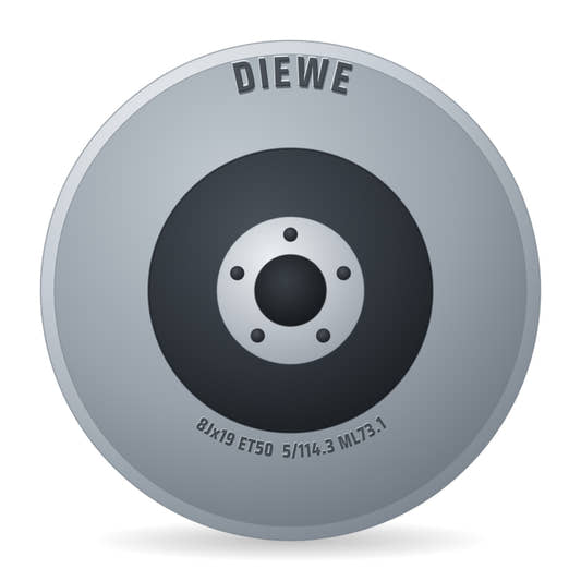 Diewe Dominar silver Alufelge 8x19 Zoll ET50 LK 5x114.3 ML73.1