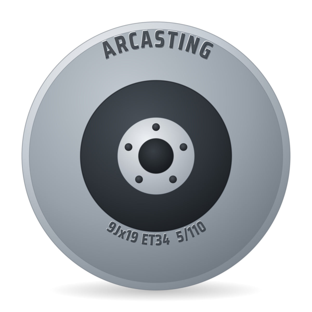 Arcasting ARY Glossy Anthracite Felge 9x19 Zoll ET34 LK 5x110