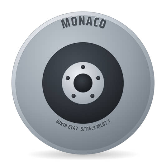 Monaco GPX gloss black polished Felge 8x19 Zoll ET47 LK 5x114.3 ML67.1