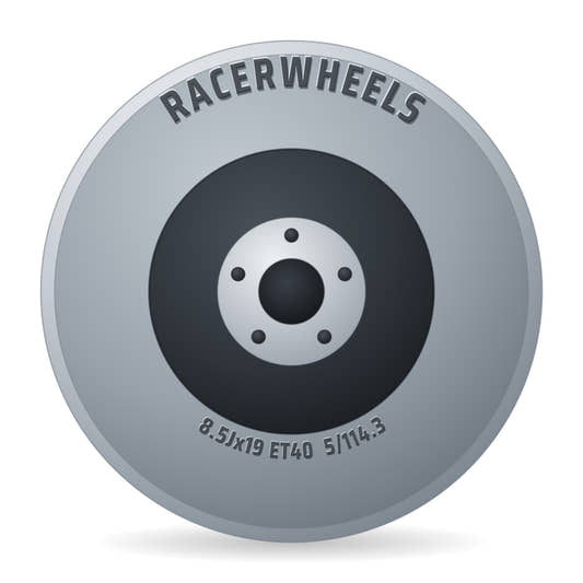 RacerWheels Radius Schwarz Glänzend Verblendung Poliert Racer Felge 8.5x19 Zoll ET40 LK 5x114.3