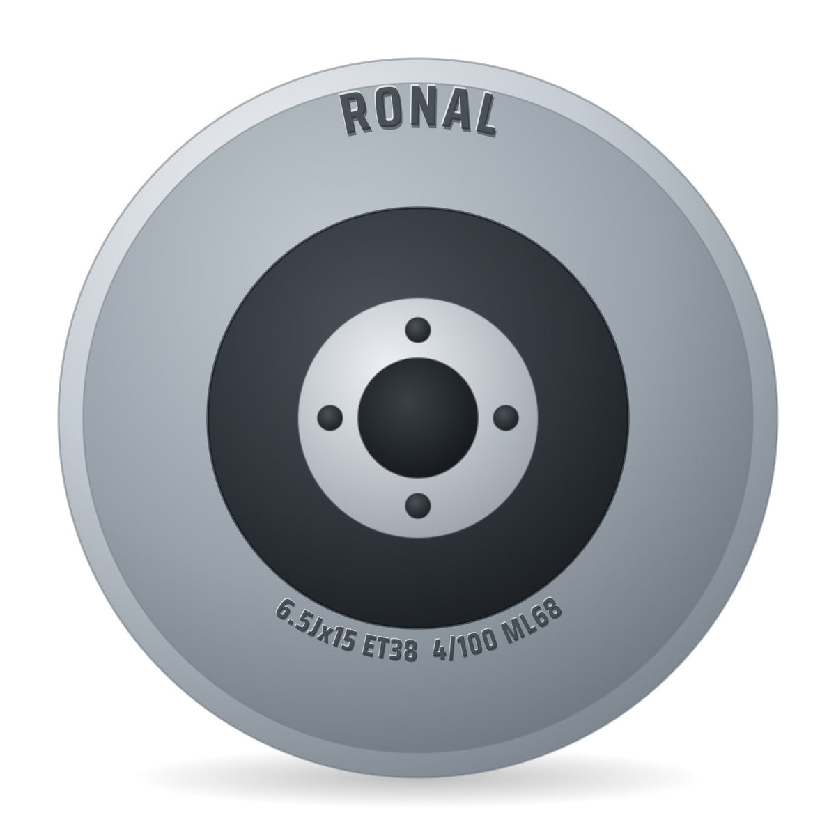 Ronal R46 black glossy Alufelge 6.5x15 Zoll ET38 LK 4x100 ML68