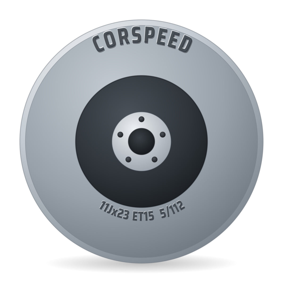Corspeed Deville Silver Brushed Surface Undercut Trim Rot Felge 11x23 Zoll ET15 LK 5x112