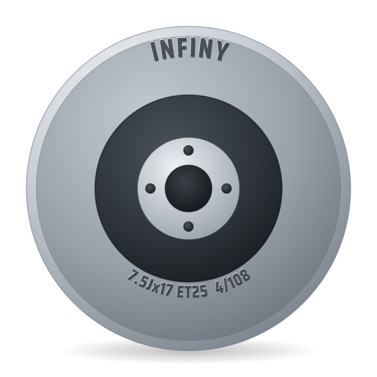 Infiny Spike Schwarz Glänzend Oberfläche Poliert Schwarz Felge 7.5x17 Zoll ET25 LK 4x108