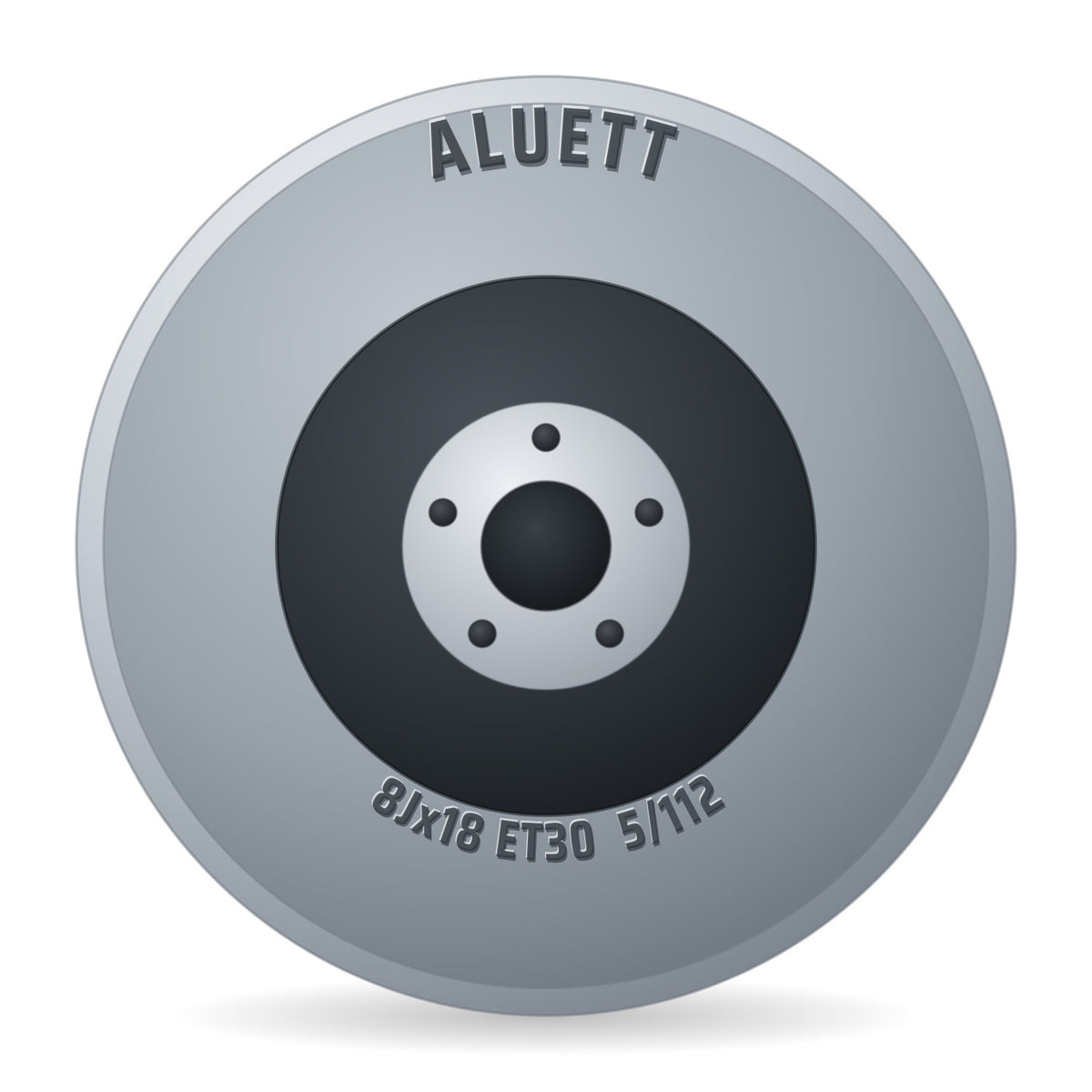 Aluett 56 Silber Felge 8x18 Zoll ET30 LK 5x112