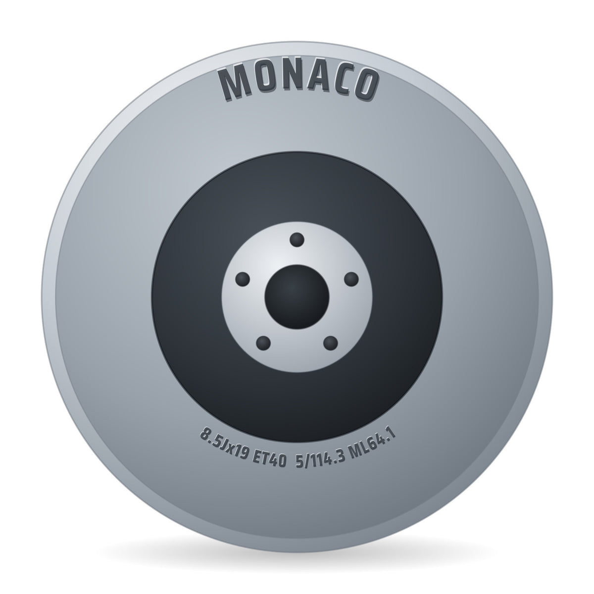 Monaco GP6 silver Felge 8.5x19 Zoll ET40 LK 5x114.3 ML64.1