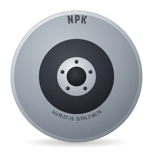 NPK Notradset R931D schwarz Alufelge 4x19 Zoll ET-15 LK 5x114.3 ML76