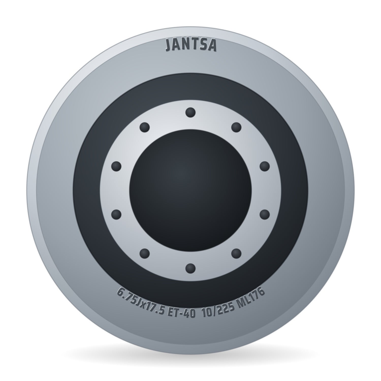 Jantsa Stahlfelge 6.75x17.5 Zoll 10/225/176 ET-40 33060068 Silber RAL9006 einteilig