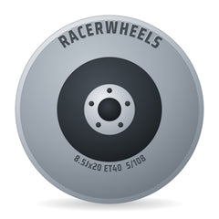 RacerWheels Pulse Schwarz Verblendung Poliert Racer Felge 8.5x20 Zoll ET40 LK 5x108