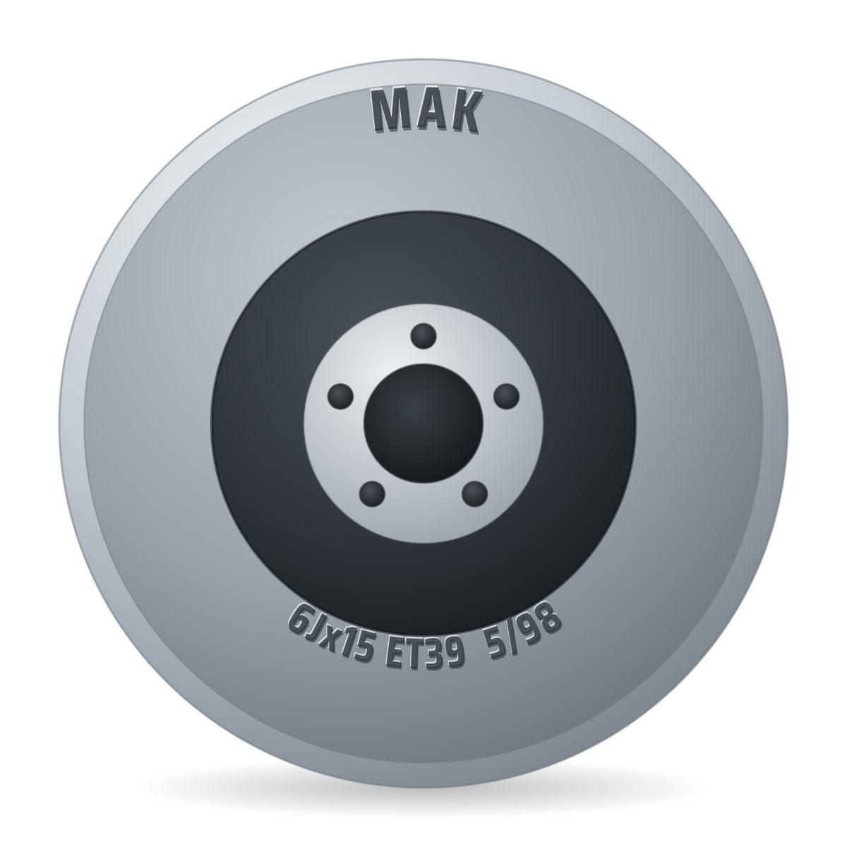 Mak F6050ccsi39hax schwarz/silber DOT: Felge 6x15 Zoll ET39 LK 5x98