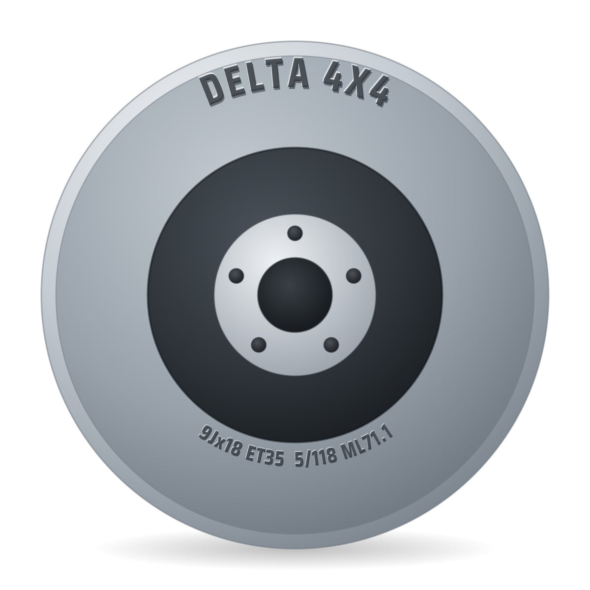 DELTA 4x4 LegacyForged schwarz matt Felge 9x18 Zoll ET35 LK 5x118 ML71.1