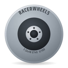 RacerWheels Pulse Schwarz Verblendung Poliert Racer Felge 7.5x18 Zoll ET40 LK 5x100