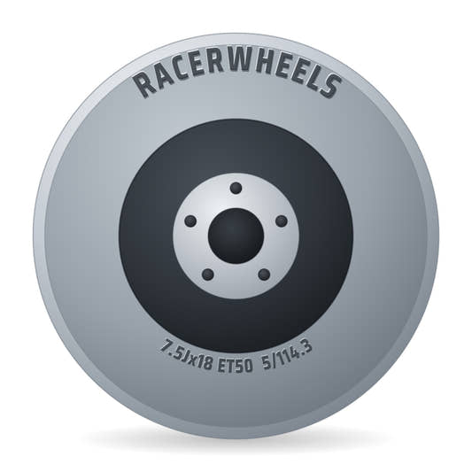 RacerWheels Artic EVO Schwarz Glänzend Oberfläche Poliert Racer Felge 7.5x18 Zoll ET50 LK 5x114.3